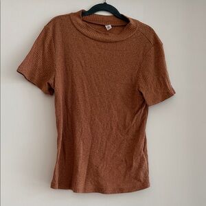 bp Ribbed Short-Sleeve Crewneck Top in Rust